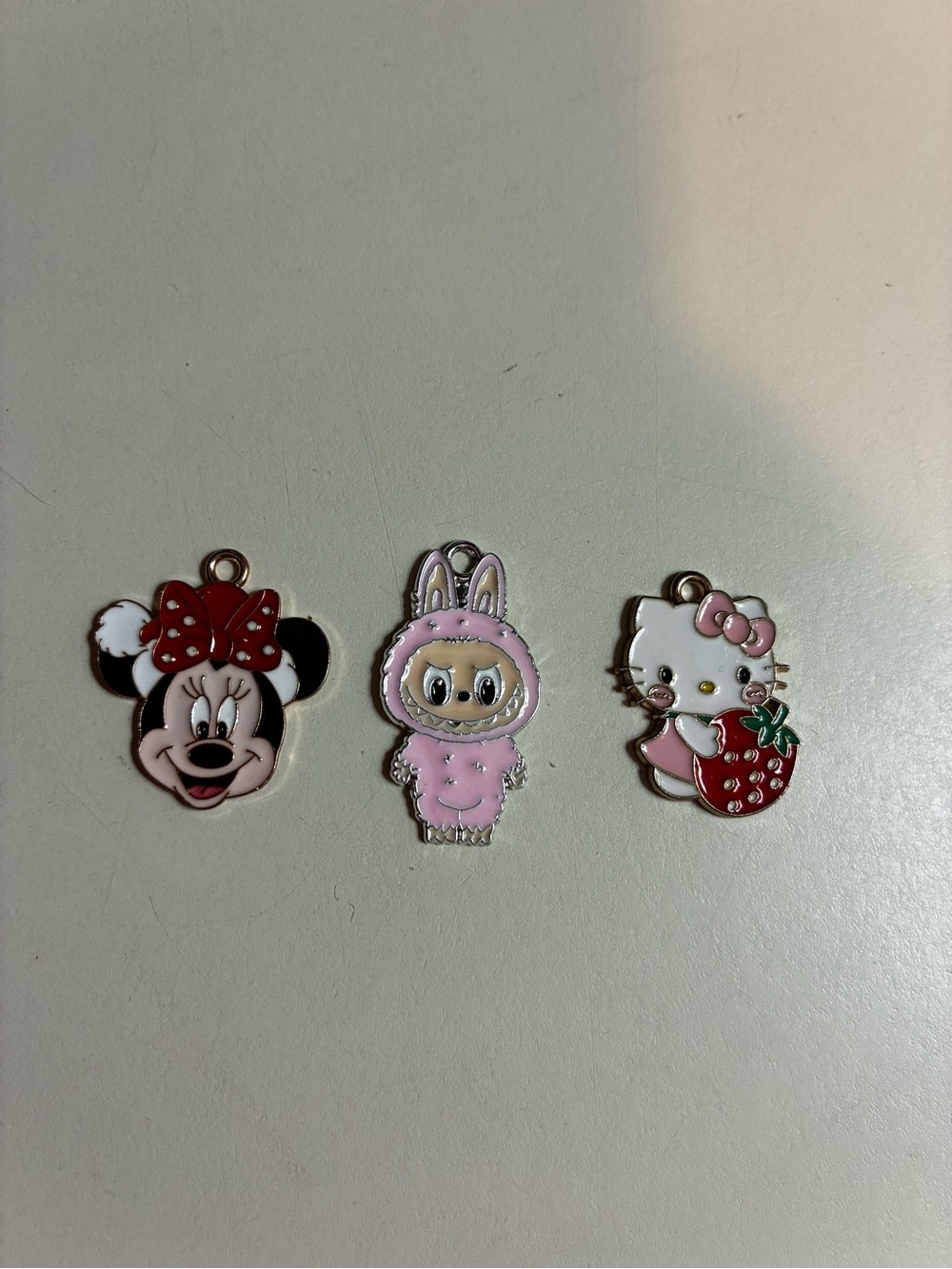 Cute Character Enamel Charms - Minnie, Pink Bunny, Hello Kitty with Strawberry